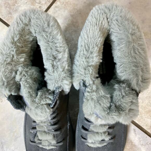 Skechers Boots 7.5 On The Go Winter Chill Gray Suede Leather Lace Up Ankle - Picture 6 of 11